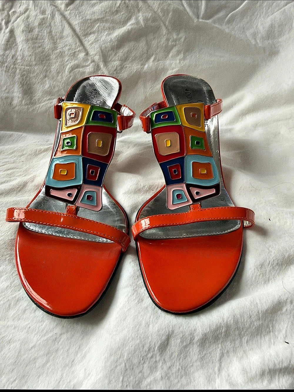 Couture Donald J Pliner Multicolor Embellished Heels in Orange